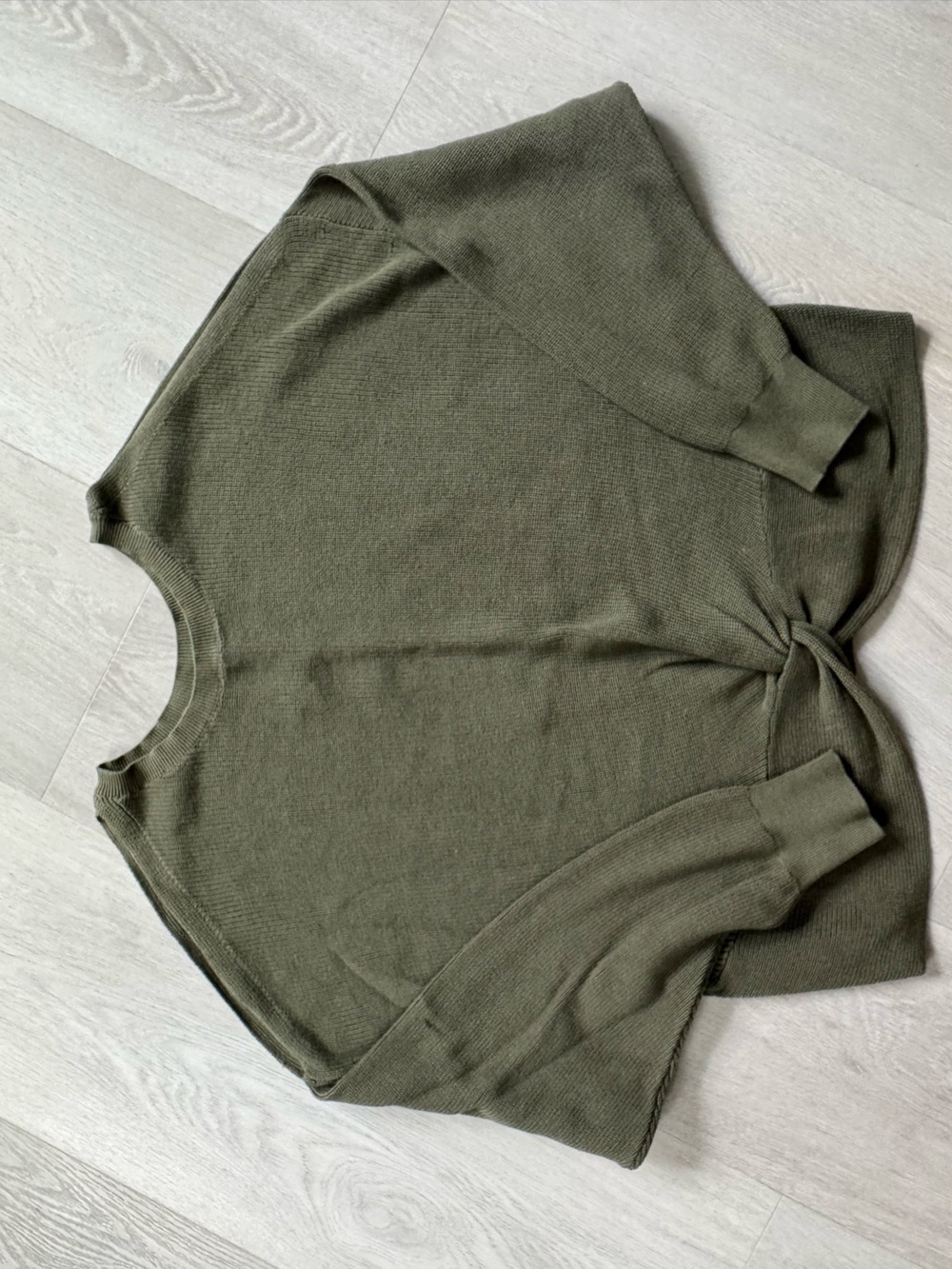 Express Olive Green Knit Sweater with Crewneck